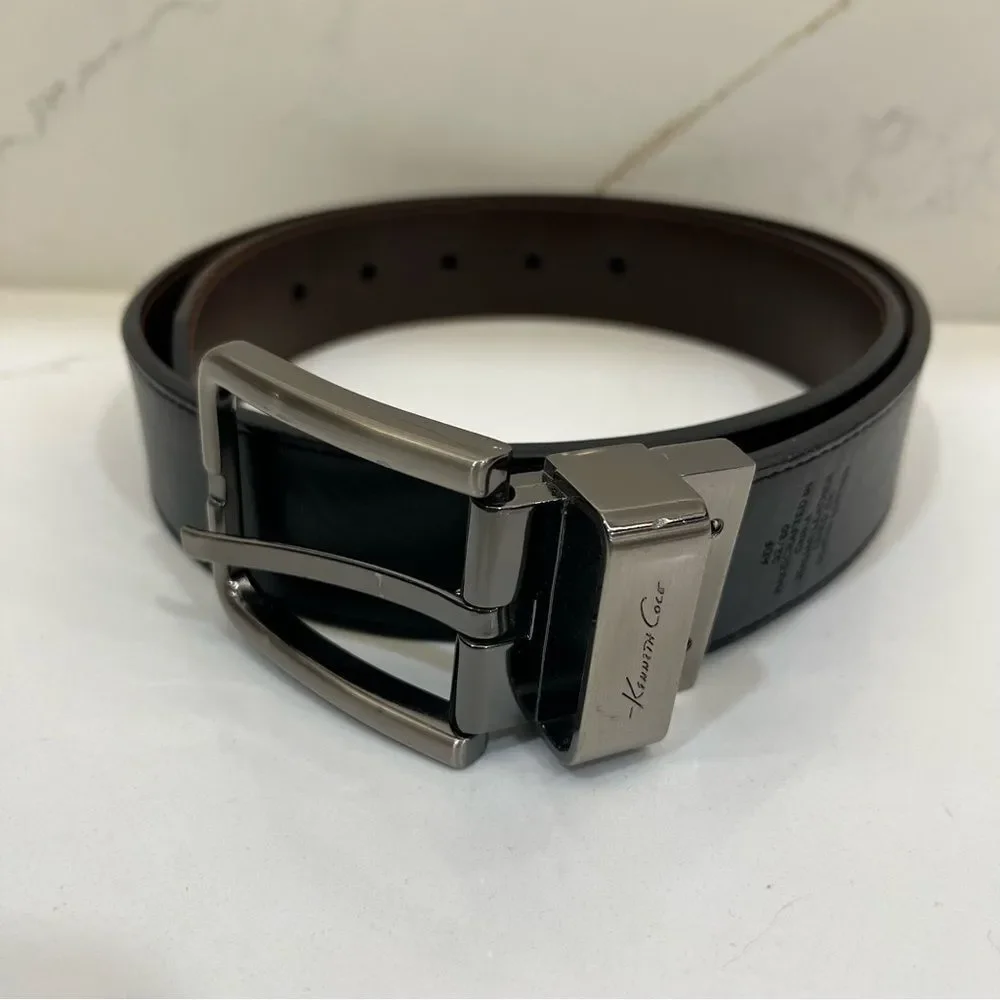 Kenneth Cole Black and Pewter Men's Belt